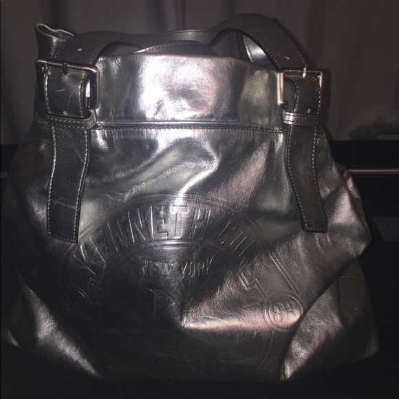 Overisized Kenneth Cole Silver Metallic Tote - Picture 4 of 8